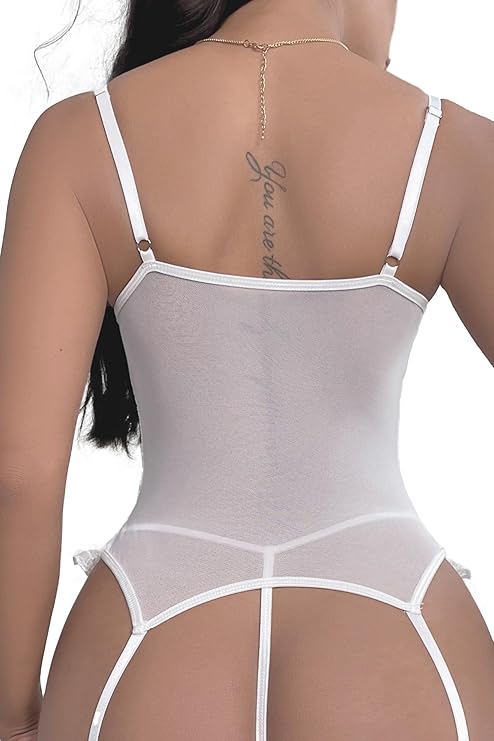 3 Piece White Lace Corset Set